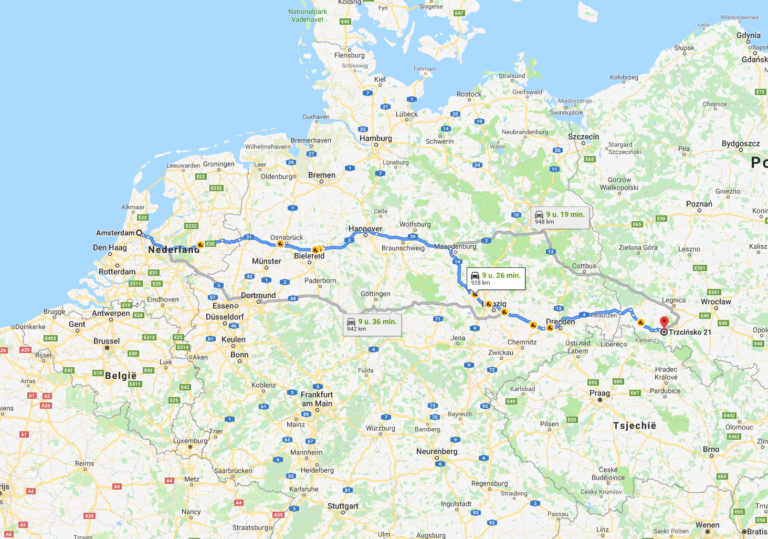 route-amsterdam-zuid-polen